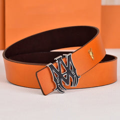 Amiri Belt Orange tabby Golden deer logo