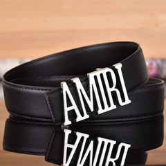 Amiri Belt Black linen leather texture