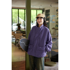 Unisex Jacket Big Pocket Jacket Stand Collar Coat