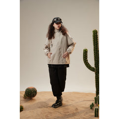 Unisex Jacket Loose Hooded Coat Oblique Zipper Mechanical Style Jacket