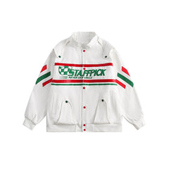 Unisex Jacket Embroidered Jacket Men and Women Couple Loose Stand Collar Coat