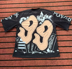 Street T Shirts Washed Old Oversize Hip Hop Skateboard Anime Print Short Sleeve