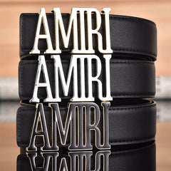 Amiri Belt Black linen leather texture