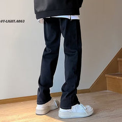 Men Jeans Slim-Fit Light Color Straight-Leg Overalls