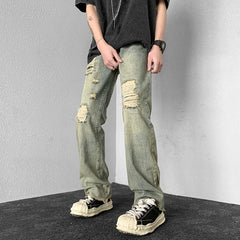 Men Jeans Ripped Jeans Men's Summer Retro Casual Trousers