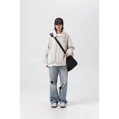 Unisex Jacket Retro Lapels Jacket Men and Women Couple Baggy Coat
