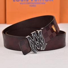 Amiri Belt dark brown Plaid pattern Golden deer logo