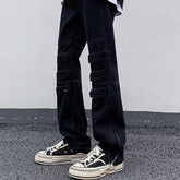 Men Jeans Skinny Jeans Zipper Split Straight-Leg Overalls