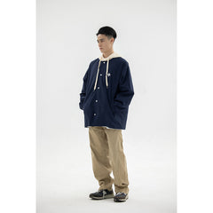 Unisex Jacket Retro Hooded Jacket Men Baggy Coat