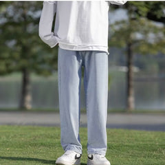 Men Jeans Summer Loose Wide Leg Pants Straight-Leg Trousers