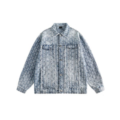 Unisex Jacket Retro Washed Denim Jacket for Men and Women Couple's Tops