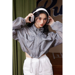 Unisex Jacket Stand Collar Jacket Sun Protection Top Women's Short Sports Jacket