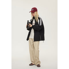 Unisex Jacket Vintage Sports Top Men's and Women's Coats Loose Casual Stand-up Collar Jacket