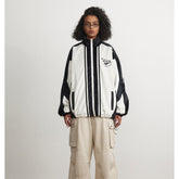 Unisex Jacket Vintage Sports Jacket Men's and Women's Loose Black and White Patchwork Stand-up Collar Coat