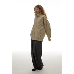 Unisex Jacket Vintage Baggy Coat Men's and Women's Stand Collar Jacket