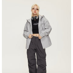 Unisex Jacket Vintage Sports Hooded Jacket Loose Casual Spring and Autumn Coat
