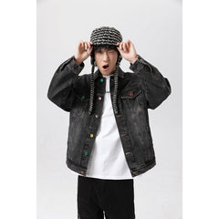 Unisex Jacket Casual Washed Denim Jacket Men and Women Couple Jacket