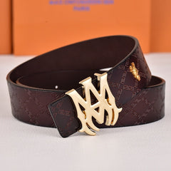 Amiri Belt dark brown cross grain Golden deer logo
