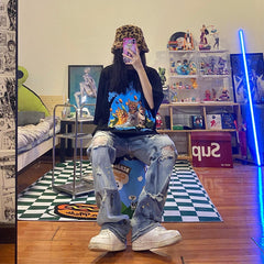 Men Jeans Washed Make Old Ripped Jeans