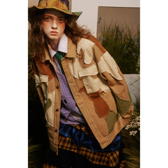 Unisex Jacket Retro Spring and Autumn Coat Loose Camouflage Jacket