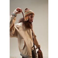 Unisex Jacket Loose Lapel Baseball Collar Jacket