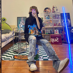 Men Jeans Washed Make Old Ripped Jeans