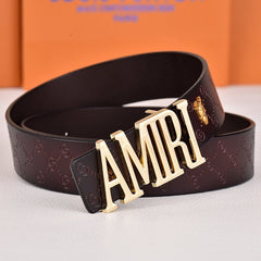 Amiri Belt dark brown CC texture Golden deer logo