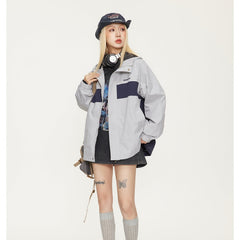 Unisex Jacket Fall Mechanical Style Shell Jacket Hooded Jacket Men and Women Baggy Coat