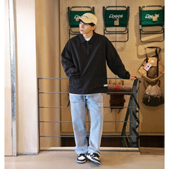Unisex Jacket Loose Cargo Pullover Trendy Men's Turn-down Collar Coat Top