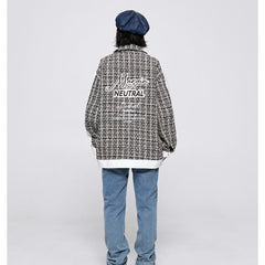 Unisex Jacket Autumn Winter Retro Plaid Jacket Loose Lapels Coat