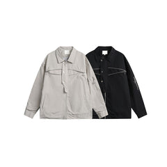 Unisex Jacket Zipper Decorations Loose Lapels Jacket Men's and Women's Wide Coat