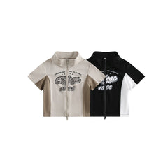 Unisex Jacket Retro Biker's Style Short Stand Collar Coat