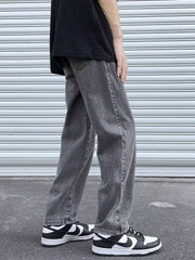 Men Jeans Smoky Gray Jeans Summer Baggy Straight Trousers