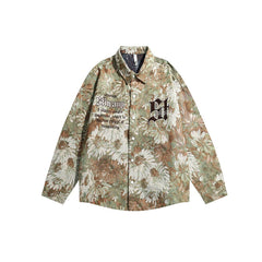 Unisex Jacket Embroidered Jacket Men's Loose Casual Polo Collar Coat