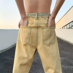 Men Jeans Black Washed Jeans Men's Summer Oversize plus Size Bootcut Trousers