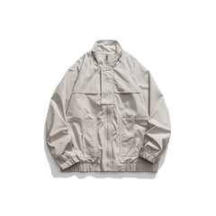 Unisex Jacket Stand Collar Workwear Jacket Loose Casual Jacket