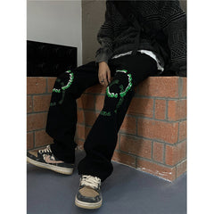 Men Jeans Spring and Autumn Straight Loose-Fitting Wide-Leg Trousers
