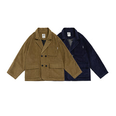 Unisex Jacket Vintage Overalls Jacket Casual Suit Loose Profile Corduroy Jacket
