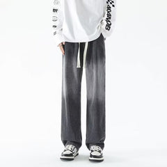 Men Jeans Gradient Jeans Men Retro Washed Loose Wide-Leg Straight Trousers