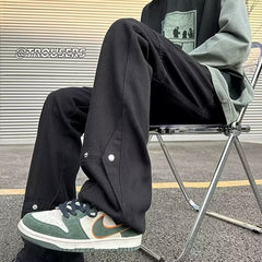 Men Jeans Summer Retro Baggy Straight Trousers