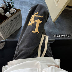 Men Jeans Fall Washable Pants Straight Loose-Fitting Wide-Leg Trousers