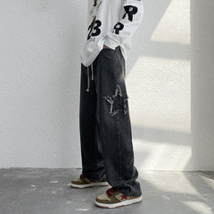 Men Jeans Retro Washed Casual Trousers