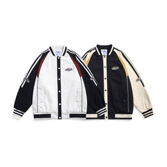 Unisex Jacket Vintage Baseball Collar Jacket Men and Women Loose Spring and Autumn Coat