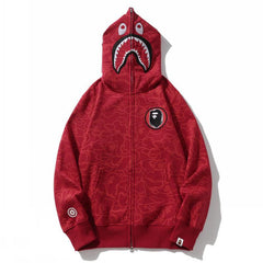 Bathing Ape Hoodie Camouflage Shark Head Zipper