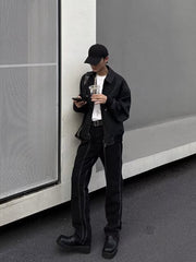 Men Jeans Hiphop Rivet Stitching Jeans Men Straight-Leg Pants