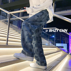 Men Jeans Spring and Autumn Loose Wide-Leg Pants Straight-Leg Pants