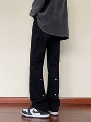 Men Jeans Spring and Autumn Straight-Leg Pants Loose Flared Trousers