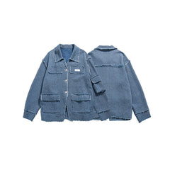 Unisex Jacket Denim Jacket Men and Women Couple Turn-down Collar Coat