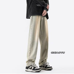 Men Jeans Retro Washed Jeans Spring Oversize Loose Straight Trousers