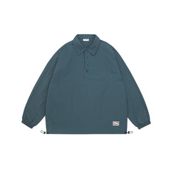 Unisex Jacket Retro Pullover Sports Jacket Loose Outdoor Polo Collar Top
